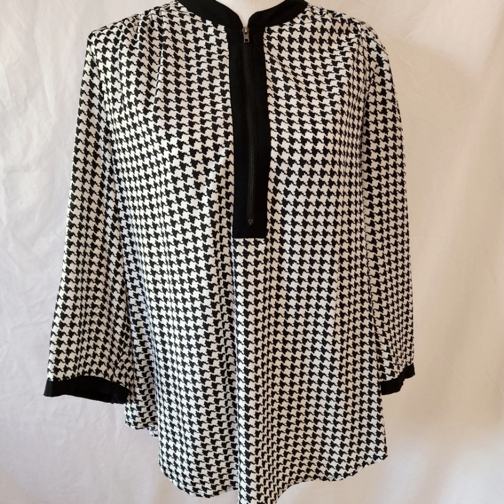 Spence, black & white hounds tooth tunic, size XL